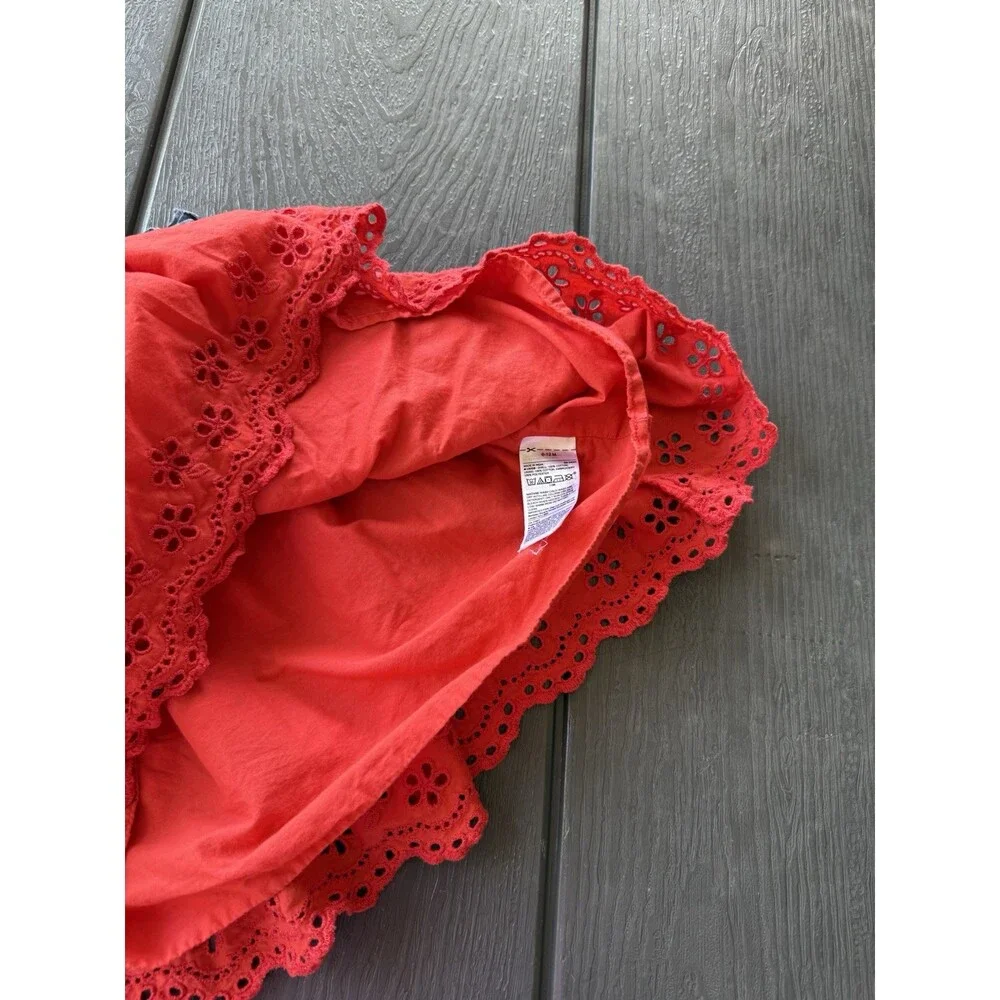 Baby Gap Girl Dress 6-12 Months Eyelet Trim Red Blue USA Chambray